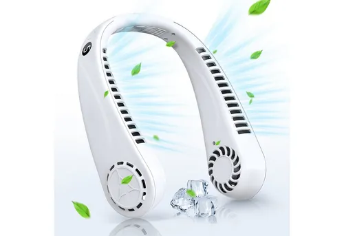 Senmudi Mini USB-Ventilator Nackenventilator Hals Ventilator 3000mAh Wiederaufladbarer Ventilator, 5-Gang-LCD-Digitalanzeige, Tragbarer Leiser Ventilator