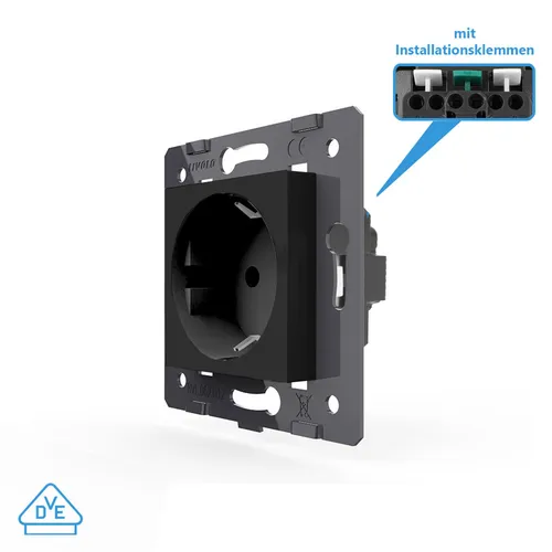 LIVOLO VDE Modul Steckdose Stecker Wandsteckdose Schwarz Matt Klemmanschluss