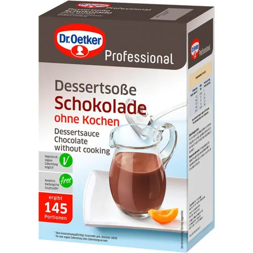 Dr. Oetker Professional Dessertsoße Schokolade ohne Kochen - Dessertsaucen, schnelle Zubereitung ohne Kochen, ideal für Gastronomie, vegetarisch und ohne Allergene, einfach in kalte Milch einrühren