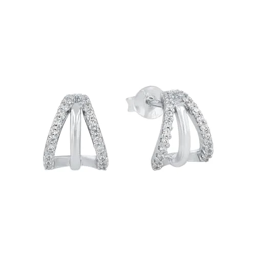 Amor Ohrstecker 925 Sterling Silber mit Zirkonia - Elegante Damen Ohrstecker aus 925 Sterling Silber, verziert mit strahlenden Zirkonia-Steinen. Ideal als Geschenk für besondere Anlässe wie Geburtstage oder Valentinstag.