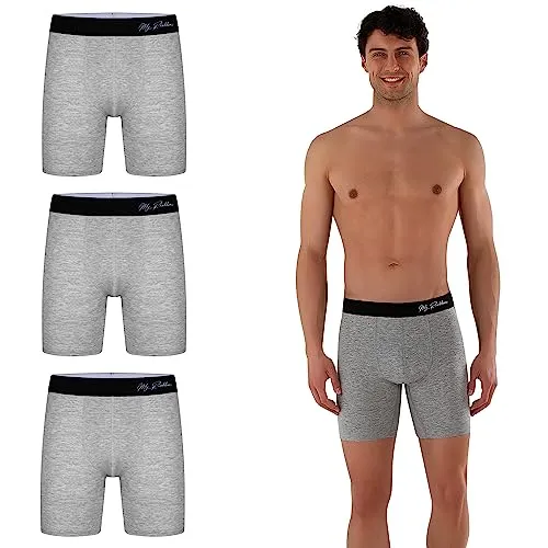 Myproblems Langes Bein Baumwolle Boxershorts Unterwäsche Herren S-XXL Männer Unterhosen verlängertes Hosenbein nachhaltig ohne kratzenden Zettel (3, 3XL) (as3, Alpha, m, Regular, Regular, Grau)