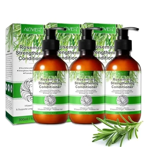 ALIVER Rosmarin Haarspülung - Bio Vegan Conditioner - Spülungen für alle Haartypen, mit ätherischem Rosmarinöl zur Förderung des Haarwachstums und Aloe Vera für intensive Feuchtigkeit. Verleiht Geschmeidigkeit, Glanz und schützt vor äußeren Einflüssen.