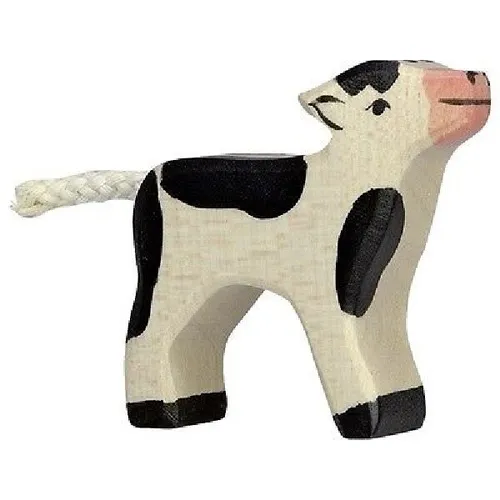 Holztiger 80006 Kalb schwarz 7 cm Holzfiguren Serie Farmland