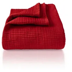 Laynenburg Tagesdecke Musselin – 100% Baumwolle, rot in rot von LAYNENBURG