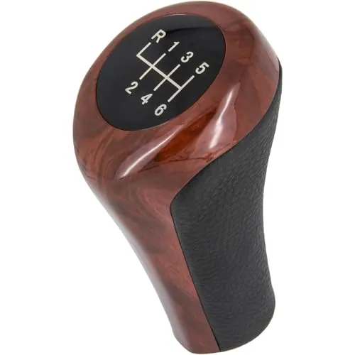 Recambo Schaltknauf 6 Gang passend für BMW 3er, E46, 1998-2006, Plug & Play, Auto Schalthebel, schwarz - wurzelholz Optik