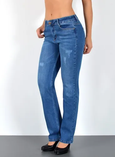 ESRA Damen High Waist Straight-Jeans - Stylische Stretch-Jeans für Damen im Straight Fit, ideal für jeden Anlass. Hoher Bund und elastisches Material sorgen für optimalen Tragekomfort und eine perfekte Passform bis Übergröße.