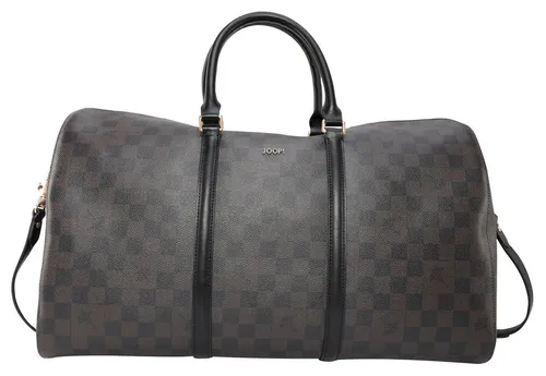 JOOP! Weekender Cortina Piazza Aurora - Stilvoller Reisetasche in Seal Brown - Weekender aus hochwertigem Kunstleder mit schickem Schachbrettmuster und Kornblumen-Print. Ideal für Kurztrips und stylish unterwegs.