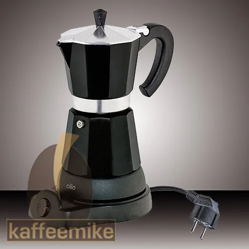 CILIO CLASSICO Espressokocher elektrisch für 6 Tassen - Schwarz - Espressokocher & Mokkakannen mit Warmhaltefunktion, ideal für perfekten Espresso und leicht zu bedienen.