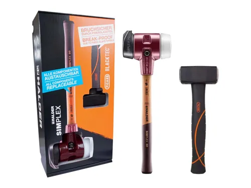 Halder Aktionsbox 'Dreamteam Bau' - Gummihammer & Fäustel Set - Hämmer Set für Bau- und Gartenarbeiten: Ergonomischer SIMPLEX Schonhammer mit Standfuß für rückenschonendes Arbeiten und PICARD BlackTec Fäustel für schwingungsreduziertes Arbeiten.