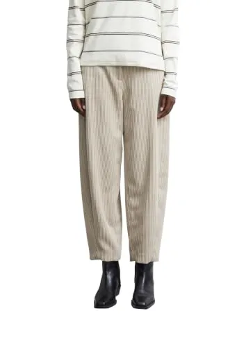 Stylische Barrel-Hose aus Breitcord in beige von comma,