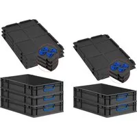 PROREGAL® Stapelbox SparSet 5x Eurobox NextGen Color 23L Schwarz Blau - Stapelboxen aus robustem, recyceltem Kunststoff, ideal für Lagerung und Transport. Temperatur-, säure- und ölbeständig – für effizientes Sortieren im Arbeitsalltag.