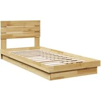 vidaXL Massivholzbett 75x190 cm aus Eichenholz - Robustes Bettgestell aus massivem Eichenholz mit Lattenrost für optimalen Schlafkomfort. Ideal für enge Räume, bietet es Sicherheit und Stil für dein Schlafzimmer.