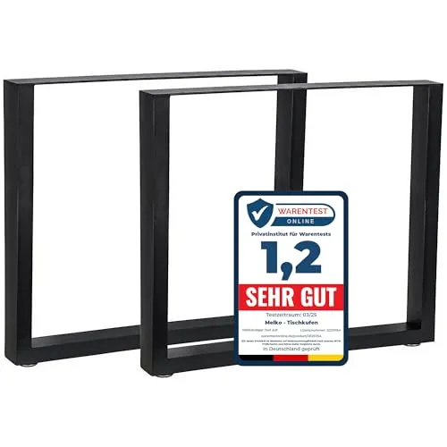 Melko 2X Tischkufen aus Vierkantrohr 80 x 72 cm - Möbelfüße im Industriedesign, belastbar bis 400 kg und leicht montierbar – ideal für kreative DIY-Möbelprojekte!