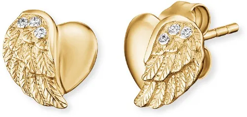 Engelsrufer Paar Ohrstecker Little magic, HERZFLÜGEL - Ohrstecker aus 925 Sterling Silber, vergoldet mit funkelndem Zirkonia, perfekt für jeden Anlass – ideal als Geschenk!