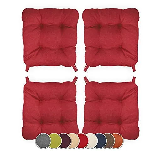 sunnypillow 4er Set Stuhlkissen mit Klettverschluss - Polster für Stühle & Sessel, wasserabweisend und ideal für Innen- und Außenbereich mit 8 cm dickem Komfort für höchsten Sitzgenuss.