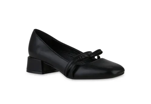 VAN HILL 841497 Ballerina Damen Riemchenballerinas Ballerinas Klassische Schleifen