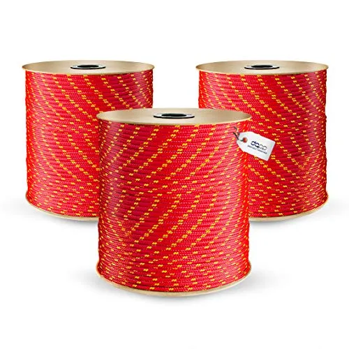 100m POLYPROPYLENSEIL 3mm ROT Traglast bis 123 kg Flechtleine Textilseil Leine Schnur Rope Kunststoffseil Polyseil geflochten