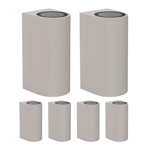 ledscom.de 6 Stück Wandleuchte ALSE für außen, IP54, Up-/Downlight, grau matt, rund, 2x GU10 max. 35W