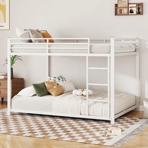 Merax Etagenbett 140x200 cm – Platzsparendes Metall Stockbett mit Sicherheitsgeländer