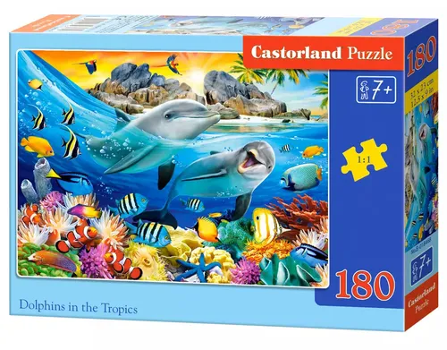 Puzzle 180 elementów. Delfiny w tropikach Castorland 5904438018468