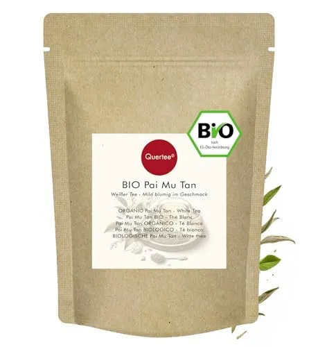 Weißer Tee Pai Mu Tan Tee Bio | 100 g Premium Loser Tee | Rein Organisch und Natürlich in Bio Qualität | Ohne künstliches Aroma, ohne Zusätze von Quertee