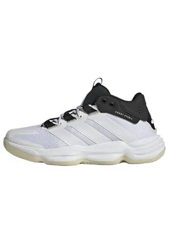 Adidas Courtstabil Damen - Weiße Basketballschuhe - Halbhohe, atmungsaktive Hallenschuhe mit stabilisierender REPETITOR Zwischensohle und strapazierfähiger Gummiaußensohle für optimalen Grip und Komfort auf dem Spielfeld.