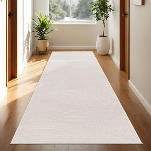 TT Home In-& Outdoorteppich Wetterfest Balkon Schlafzimmer Boho Skandi Motiv Unifarben Geometrische Optik Moderner Style, Farbe:Hellbeige Creme, Größe:60x100 cm