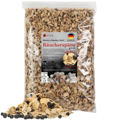 2,5kg Räucherspäne Buche mit Wacholder grob 6-12mm Räuchern Smoker Räuchermehl