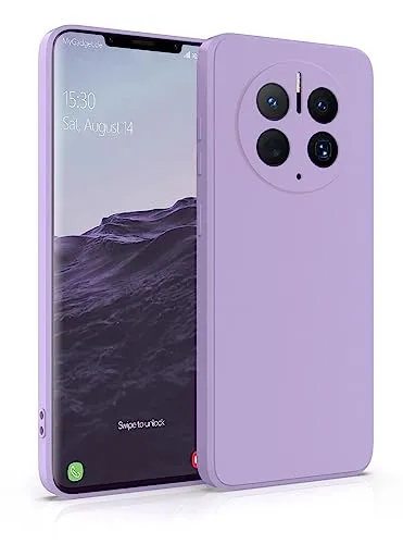 MyGadget Hülle für Huawei Mate 50 Pro - robuste Silikon Schutzhülle TPU Case Slim Silikonhülle - Back Cover Kratzfest Handyhülle - Matt Lila