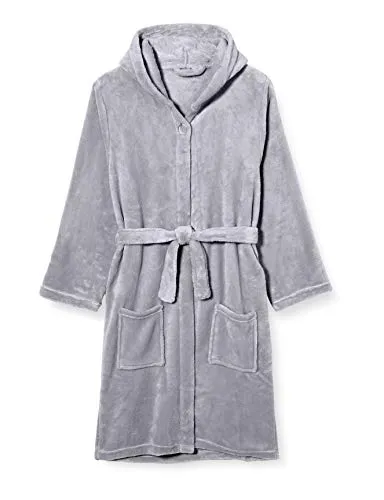 Playshoes Unisex Kinder Fleece-Bademantel Morgenmantel, grau, 86/92