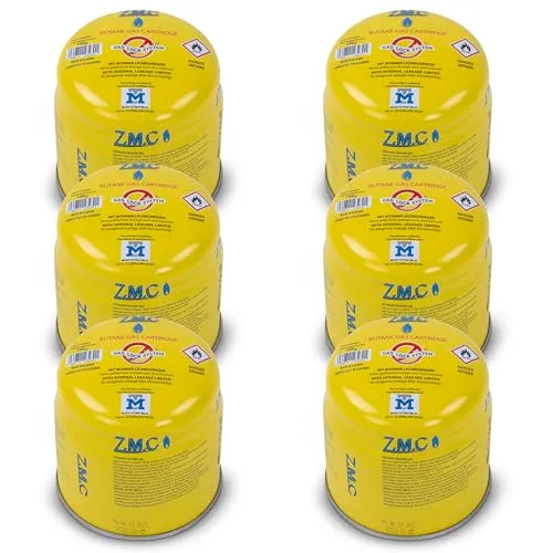 Z.M.C 6X Butan Gaskartuschen 190g Typ C200 EN417, Butan Gas Kartuschen mit Sicherheitsventil, Stechkartusche Gaskartusche ideal für Gasbrenner, Campingkocher, Abflämmgerät, Lötbrenner, Gaskocher
