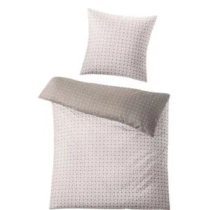 Kleine-Wolke Bettwäsche Punto, Taupe - Satin 2-teilig - Bettwäsche-Set für Babybetten, bestehend aus einem Bettbezug (155x220 cm) und einem Kissenbezug (80x80 cm). Allergikergeeignet, aus 100% Baumwolle und pflegeleicht.