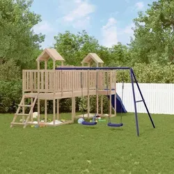vidaXL Spielturm aus massivem Kiefernholz - Robuster Spielturm für den Garten mit Plattform, Rutsche und Schaukeln. Ideal für kreative Abenteuer und unvergessliche Spielmomente mit Freunden. Langlebiges Kiefernholz sorgt für Sicherheit und Stabilität.