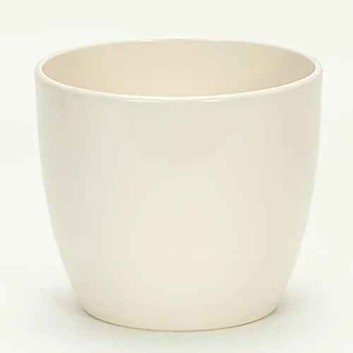 Annastore Blumenübertopf AVA aus Keramik Pflanztopf Blumentopf Keramiktopf Übertopf für Blumen (Creme, Ø 15,5 cm/H 13 cm)