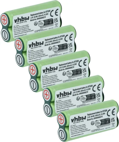 vhbw 5x Akku kompatibel mit Philips 8867XL, 8880XL, 885RX, 8865XL, 8846XL, 925, 905, 915RX, 935RX, 8890XL, 8885, 905RX Rasierer (800 mAh, 2,4 V, NiMH)