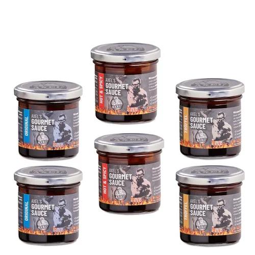 6x AXEL's Grillsaucen Probier Set: 2 x Original, 2 x Hot & Spicy, 2 xTrüffel