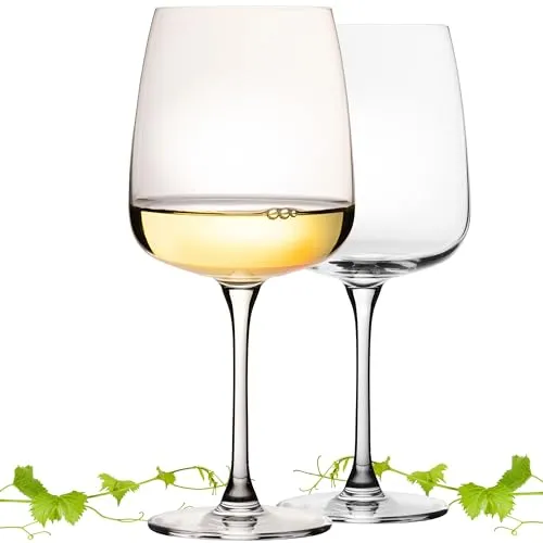 IMPERIAL Große Eckige Weißweingläser 480ml 'Milano' Set 2-Teilig Chardonnay Glas aus Crystalline Glas Spülmaschinenfest
