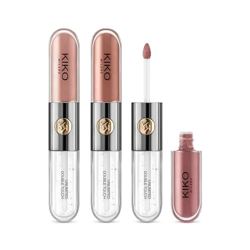 KIKO Milano Unlimited Double Touch Gift Set 01 - Lippen-Set mit 3 Flüssig-Lippenstiften in verschiedenen Farbtönen, bietet langanhaltende Farbe und brillantes Finish durch pflegenden Lipgloss. Ideal für jeden Anlass.