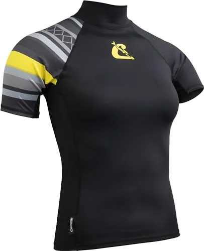 Cressi Shield Lady Rash Guard Short/SL - Protective Short Sleeve Rash Guard für SUP und Wassersport, Schwarz/Gelb, S/2, Frauen
