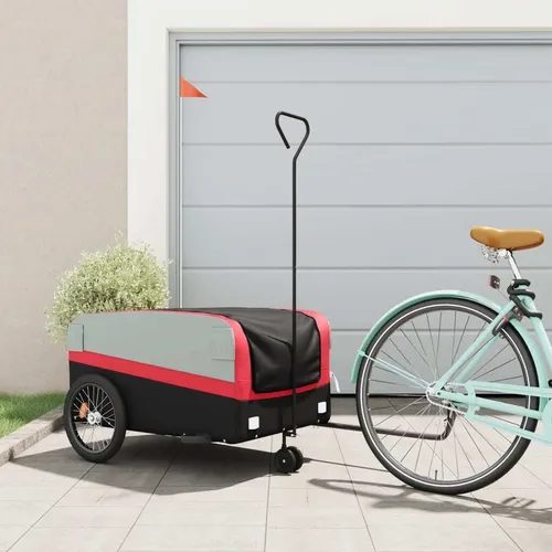 Maison Exclusive Fahrradanhänger Schwarz-Rot – 45 kg Tragfähigkeit