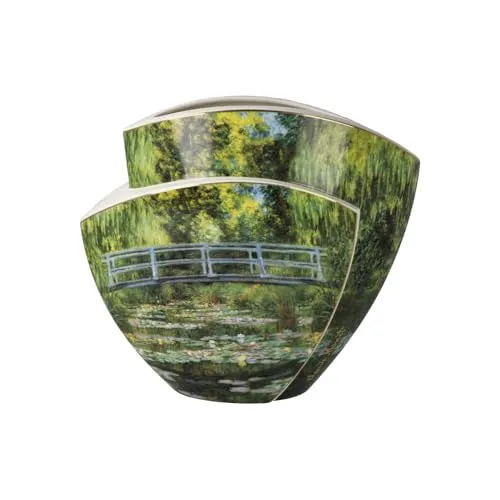 Vase 20 cm Japanische Brücke Claude Monet - Artis Orbis - Vasen aus hochwertigem Porzellan mit aufwändiger Echtgoldauflage, meisterlich handgefertigt und detailreich gestaltet, perfekt für Kunstliebhaber.