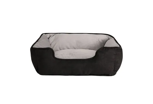 lionto Tierkissen 2-in-1 Hundebett in Wildlederoptik, mit Wendekissen, schwarz/grau, 60 cm x 50 cm