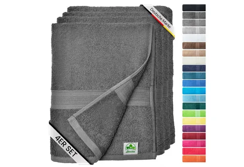 leevitex® Handtuch Frottee 4er Set, 50 x 100 cm, hochwertig verarbeitet & fusselfrei