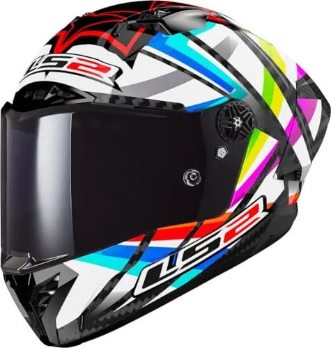 LS2 FF805 Thunder Carbon GP Flash - Leichter Integralhelm in Schwarz/Weiß/Grün/Blau/Rot - XS - Motorradhelm mit extrem leichter Carbonfaser-Schale und innovativem Notfallentriegelungssystem für maximale Sicherheit und Komfort.