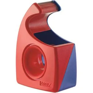Tesa Klebebandabroller 57443 Easy Cut, rot/blau, Handabroller für Klebeband 19mm x 10m
