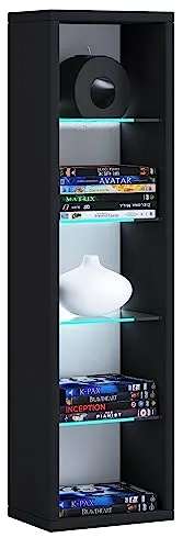 VCM Holz CD DVD Regal Rasato L - Bücherregal aus Holz, H. 77 x B. 21 x T. 14 cm, mit 4 eleganten Glasböden für stilvolle Aufbewahrung von CDs und DVDs.
