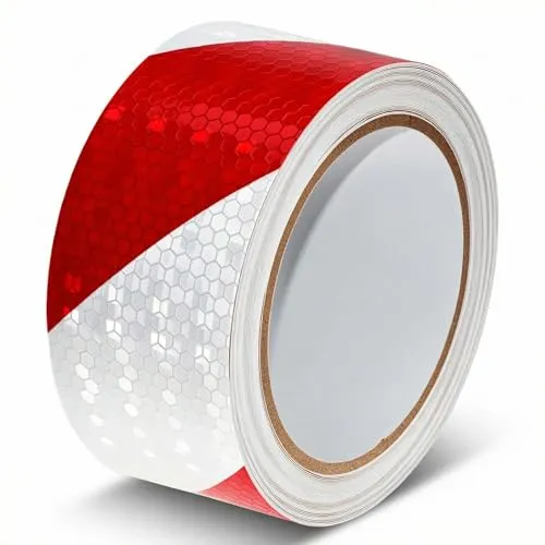 QWORK® Reflektierendes Klebeband Rot & Weiß 5 cm x 10 m
