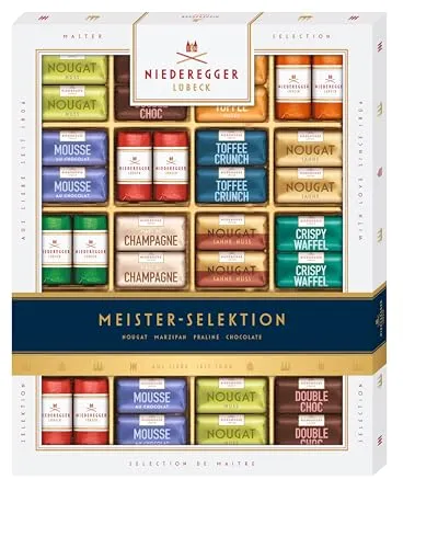 Niederegger Meister Selektion Pralinen 500g - Schokoladenbonbons & Pralinen, verführerische Mischung aus Nougat, Trüffel und Marzipan - perfekt als Geschenk für alle Gelegenheiten!
