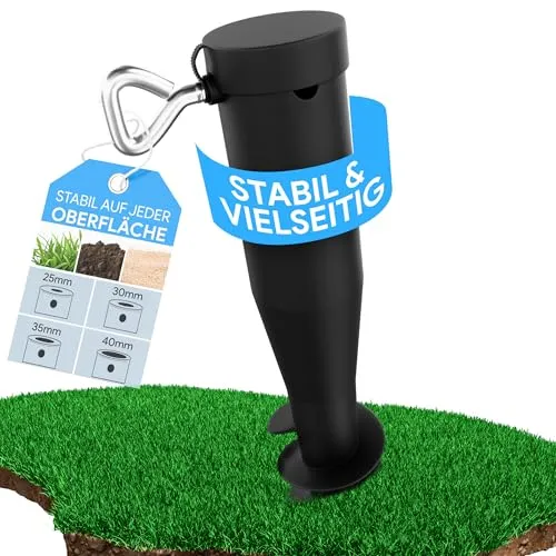 Oramics Bodenhülse Schirmständer für Sonnenschirm Ø 25–45mm – Rasendorn mit Stahl-Drehhilfe & Adapter – 40cm Kunststoff Schirmhalter – Sicherer Halt für Garten, Camping, Strand