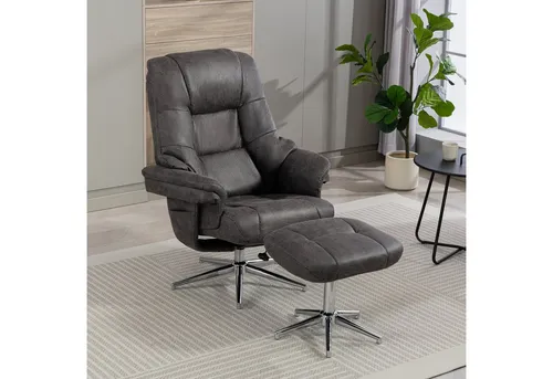 Relaxsessel Anthrazit mit Hocker - Komfort für Ihr Zuhause - Sofas & Sessel, luxuriöser Relaxsessel aus pflegeleichter Microfaser, ideal zum Entspannen und Relaxen, inklusive Hocker für zusätzlichen Komfort.